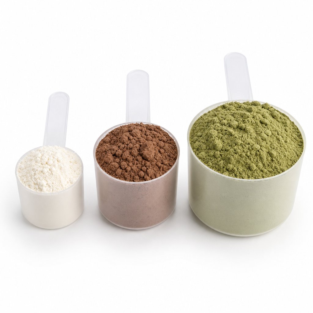 protein powder scoops vary from 28g to over 100g depending on the protein type and brand formulation
