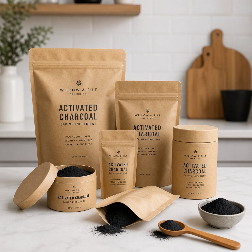 various black cocoa powder brands available in different bag sizes for home bakers