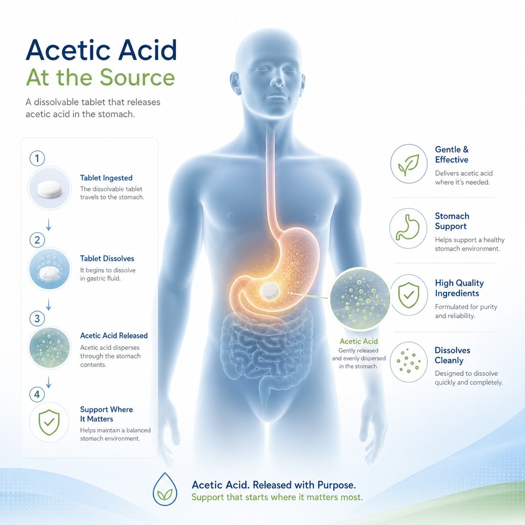 how acv tablets dissolve in the stomach to release acetic acid before a meal for blood sugar support