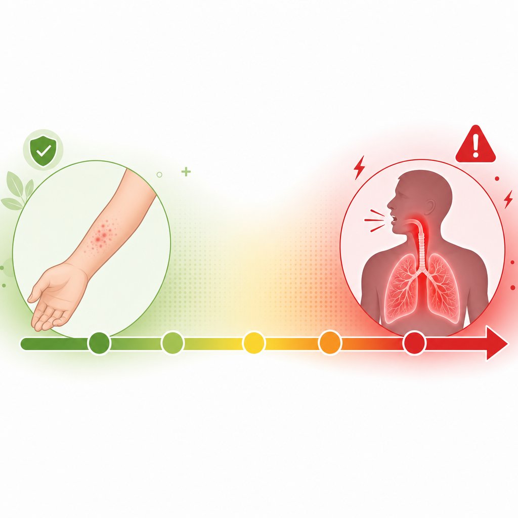 severity scale showing when an iron tablet rash is mild versus when it requires emergency medical attention