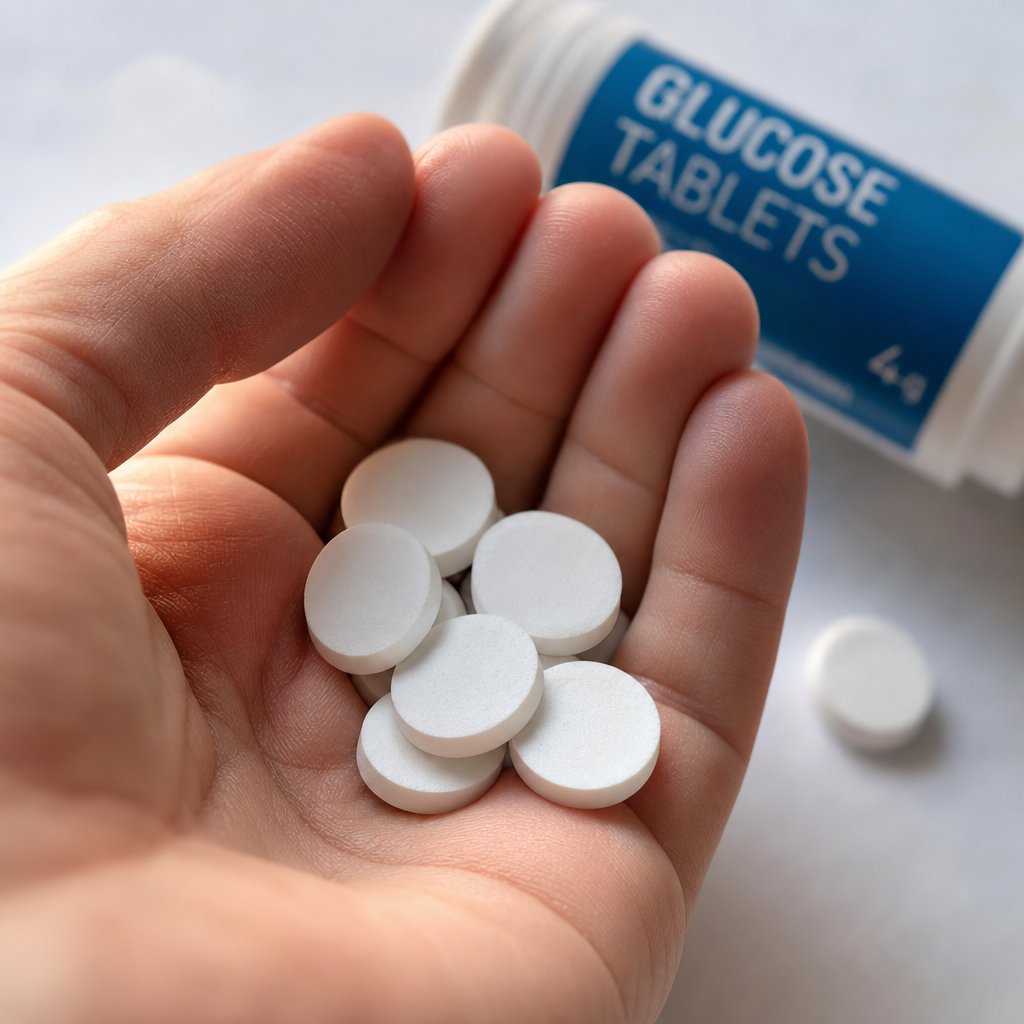 glucose tablets provide fast acting blood sugar relief within 10 to 15 minutes when chewed properly