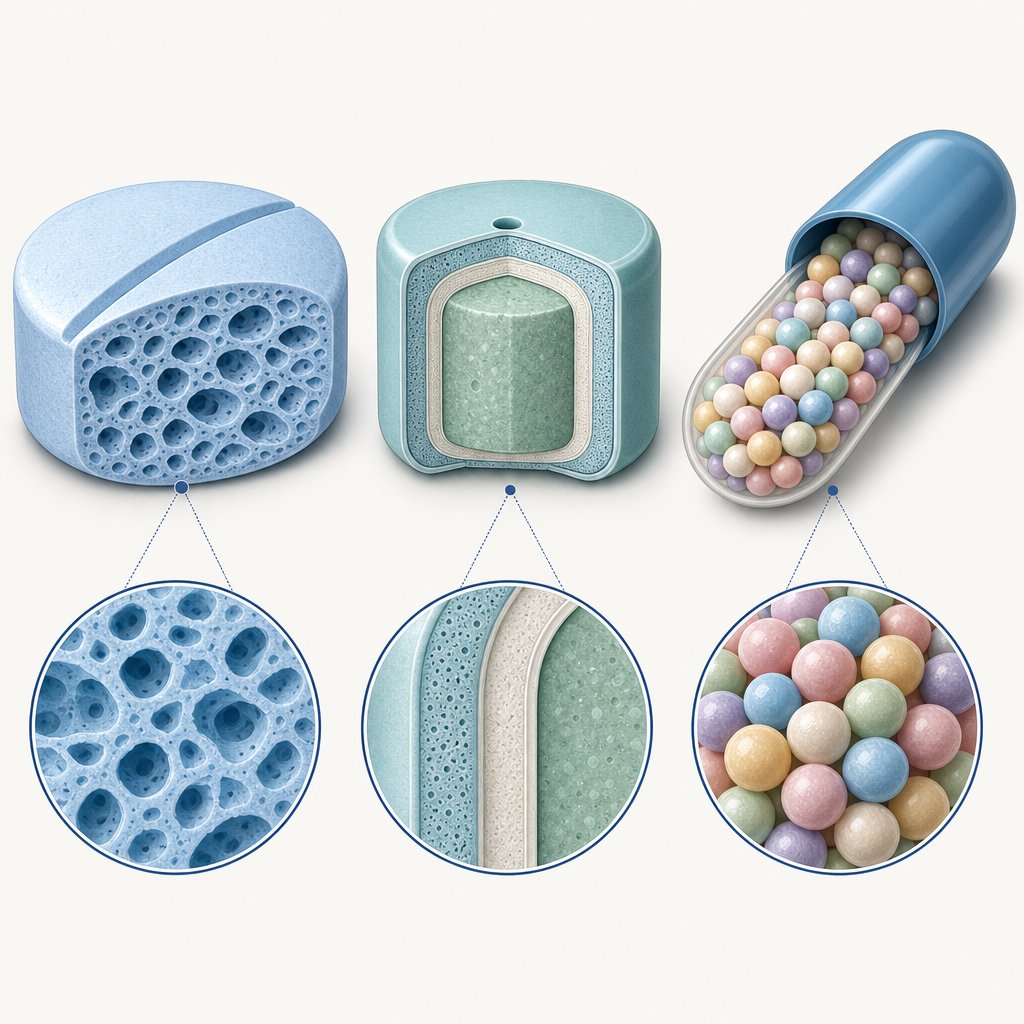 three common extended release mechanisms matrix erosion osmotic pump technology and coated pellet systems
