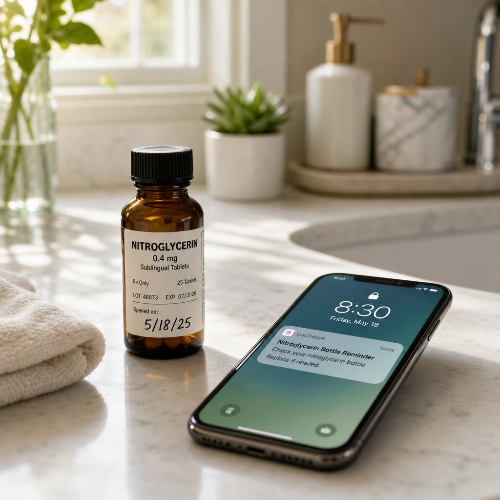 dating your nitroglycerin bottle and setting phone reminders ensures timely replacement before potency loss