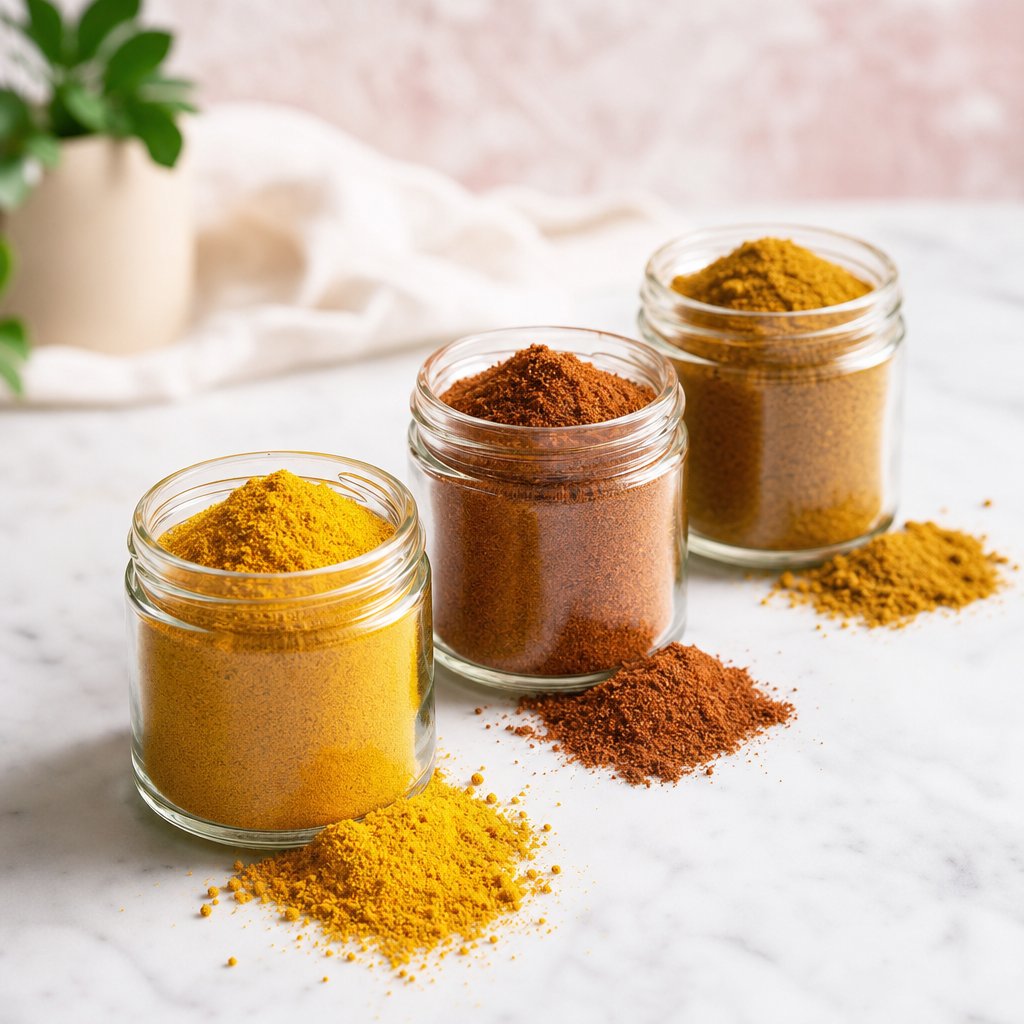 custom curry powder variations showing different heat and flavor profiles