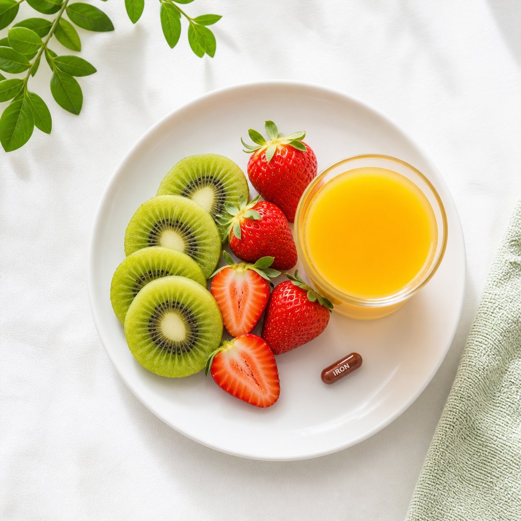 pairing iron supplements with vitamin c rich foods enhances absorption and reduces the amount of unabsorbed iron reaching the colon
