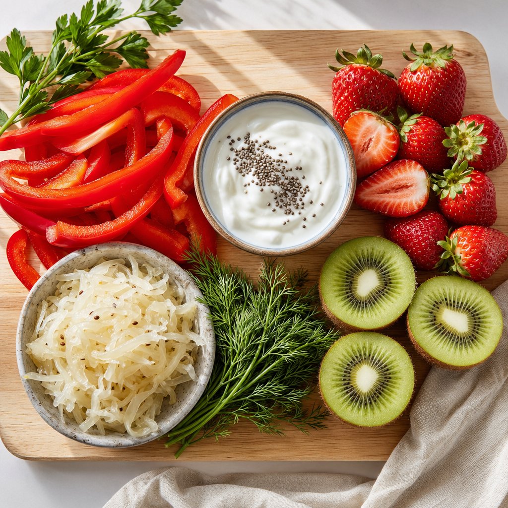 vitamin c rich foods and probiotics support iron absorption while calming digestive side effects