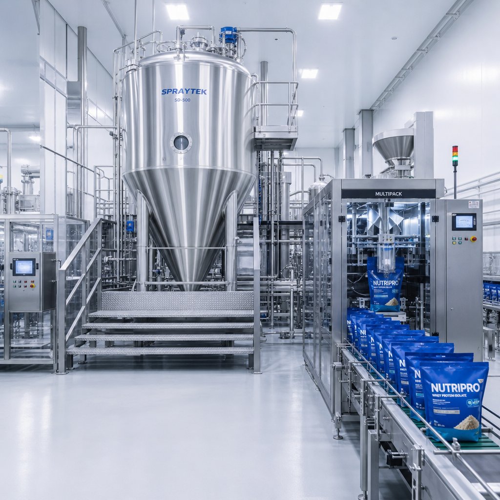 industrial spray drying and packaging equipment used in quality milk powder manufacturing