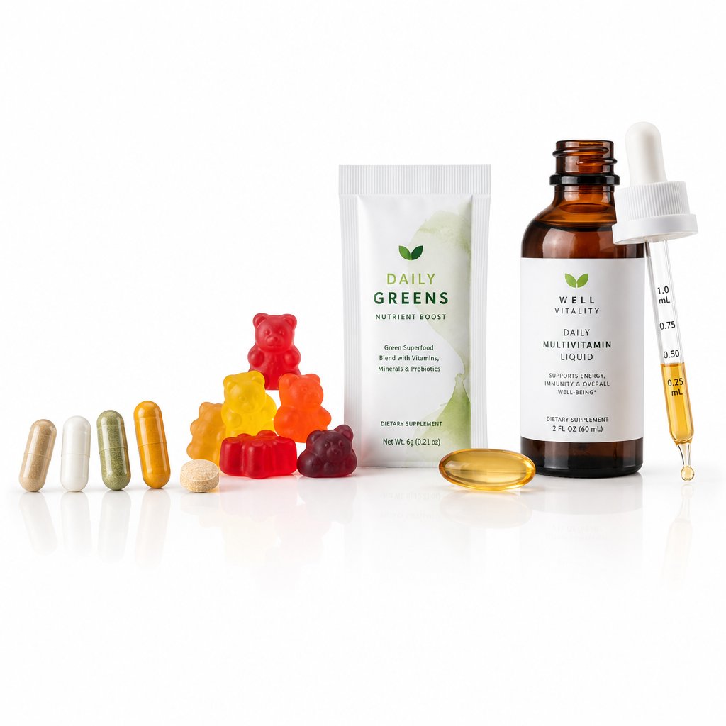 multiple dosage formats including capsules gummies powders and oral liquids for precise dosing