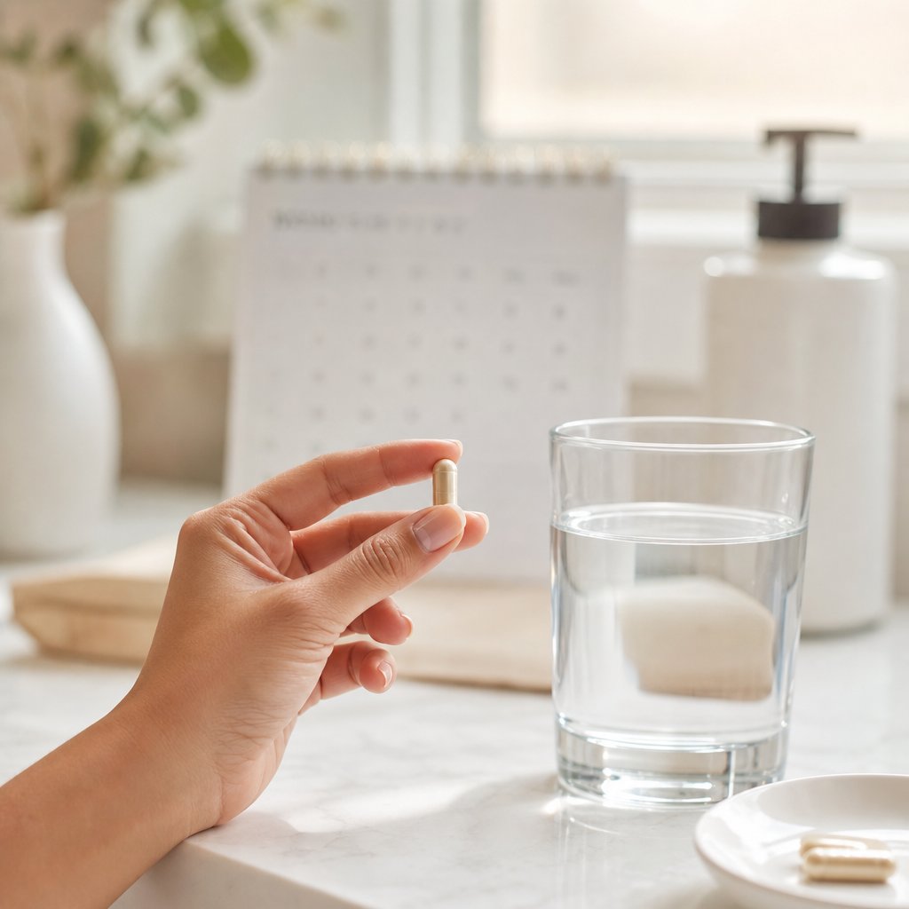 tracking daily zinc supplementation progress as part of a consistent acne treatment routine