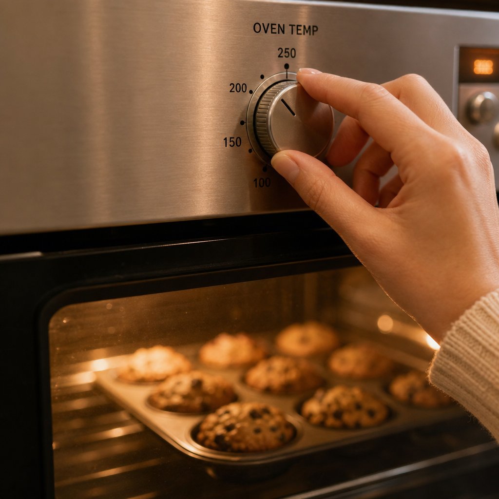 reducing oven temperature by 10 15 degrees celsius prevents rubbery exteriors in protein powder baked goods