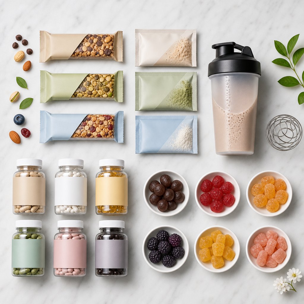 travel friendly protein supplement formats including bars sachets capsules and gummies that simplify airport screening