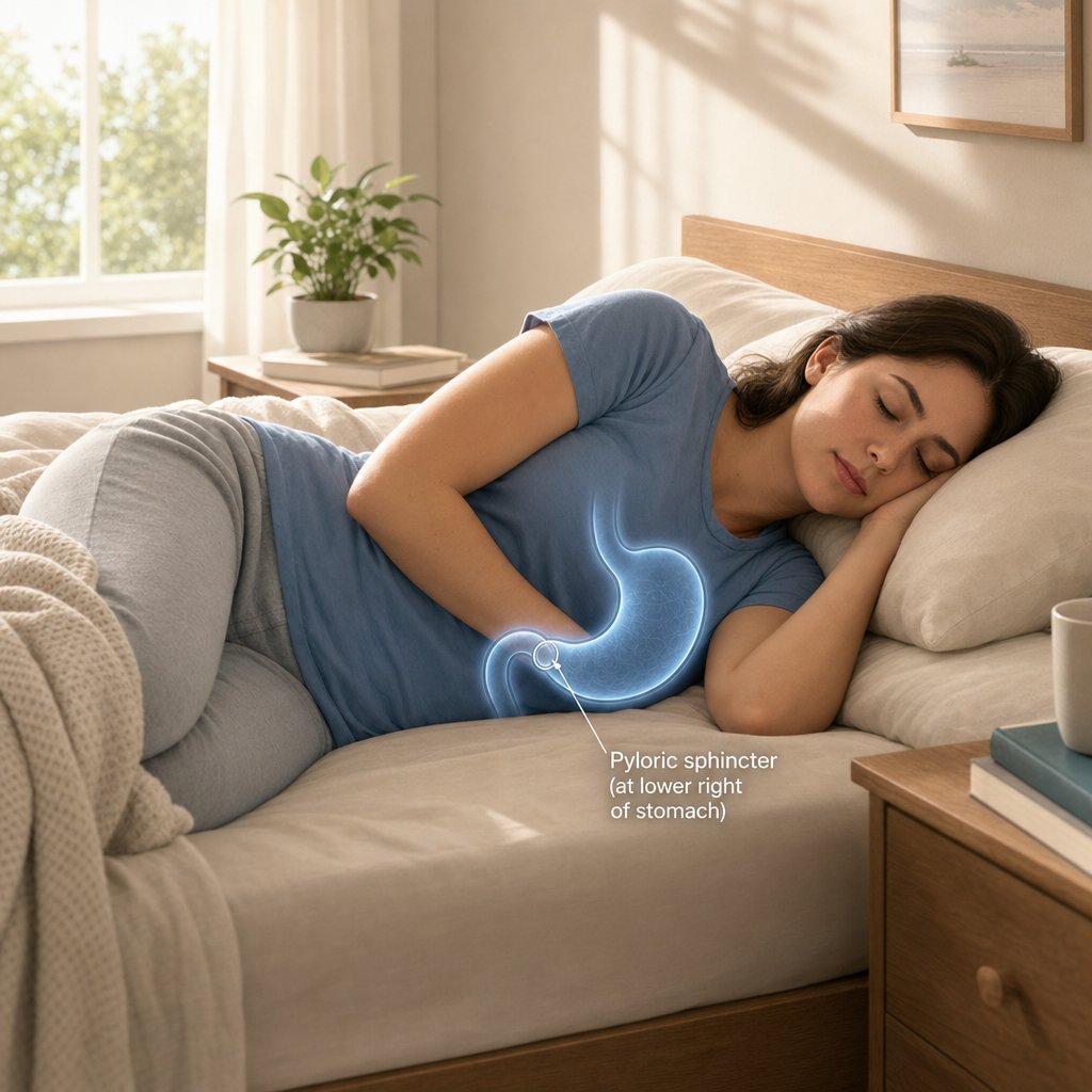 lying on the right side after taking a tablet directs the pill toward the stomach exit significantly speeding up dissolution