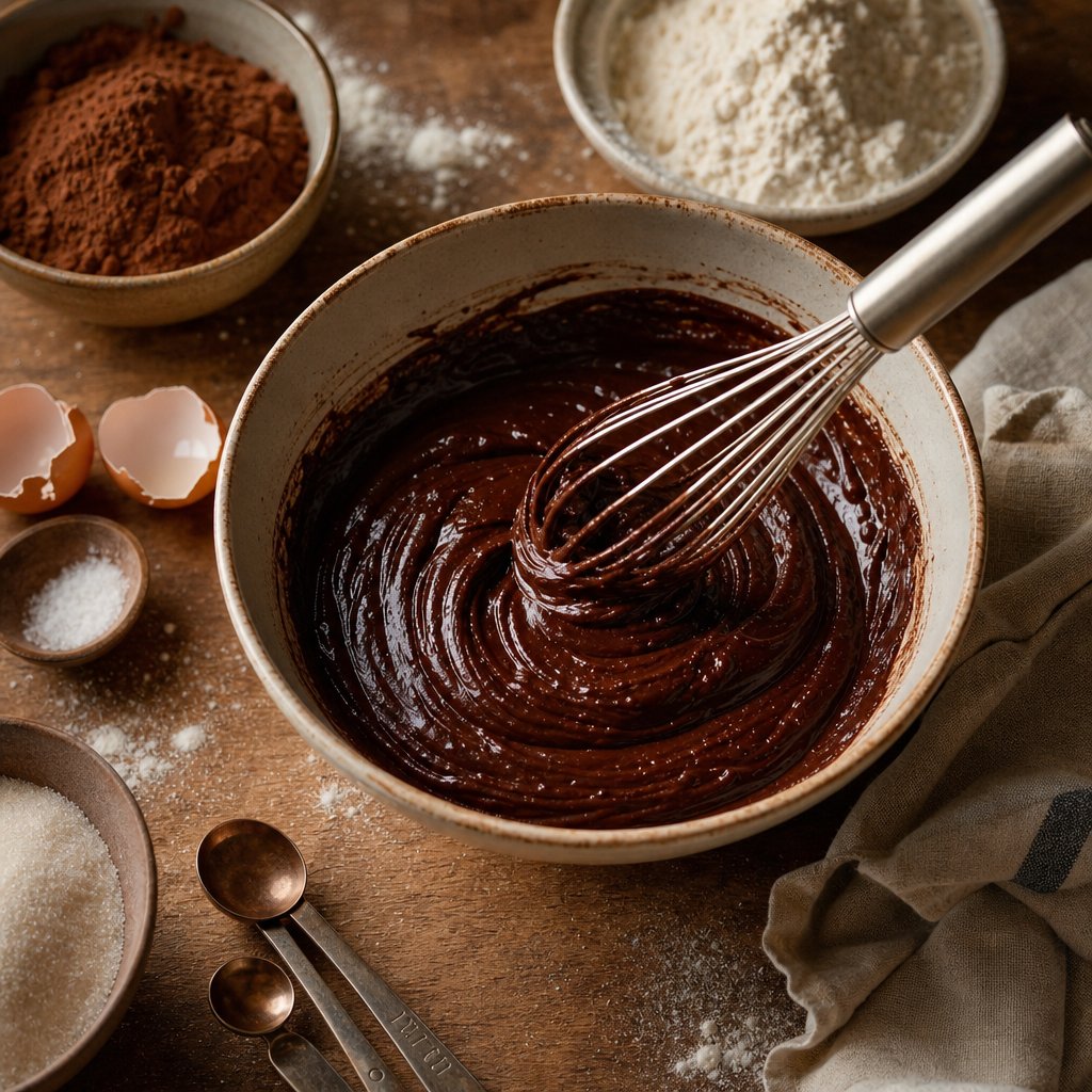 blooming cocoa powder in hot melted butter to revive and intensify its chocolate flavor for baking