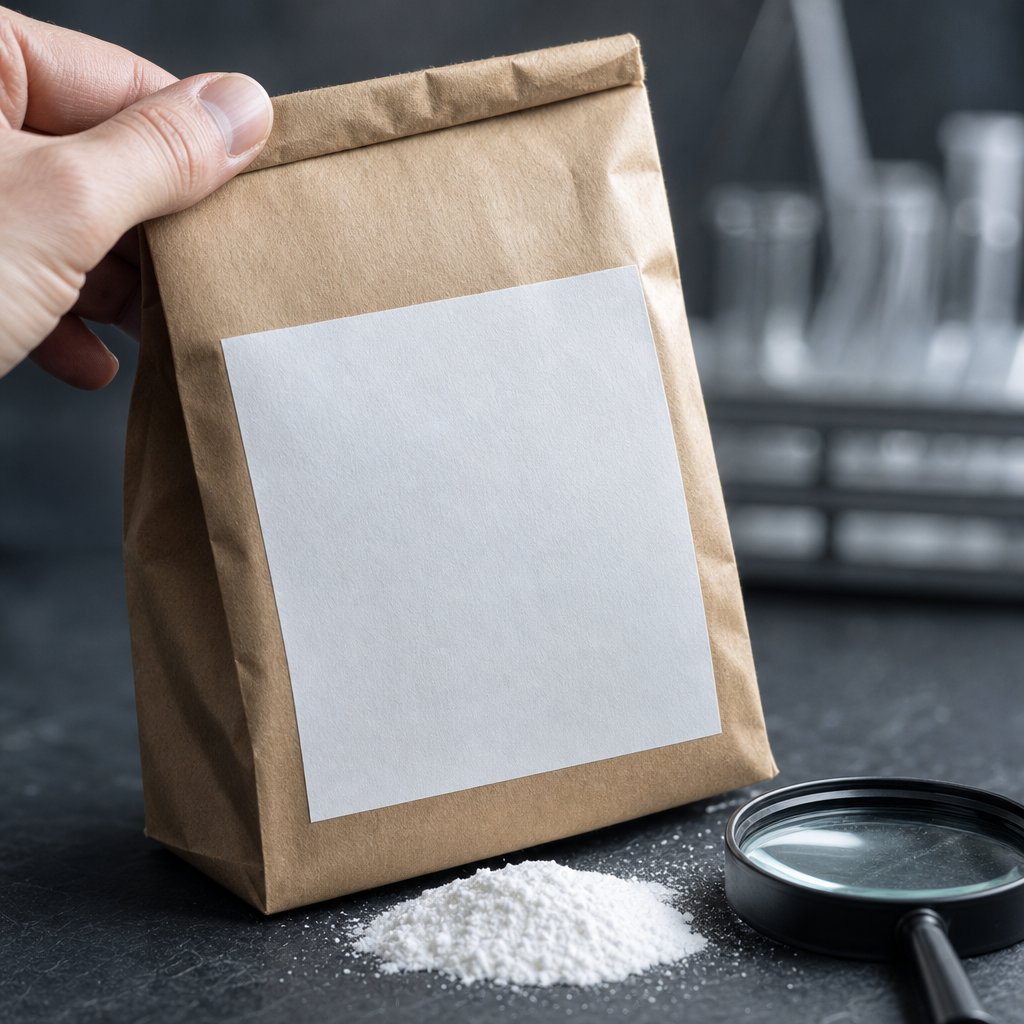 checking arrowroot powder labels for purity indicators and single ingredient verification