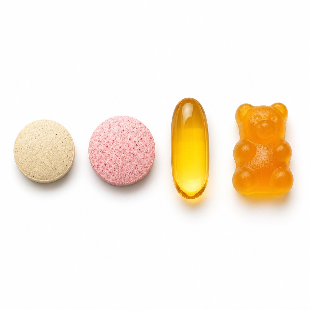 different vitamin d3 supplement formats including compressed tablets softgels chewables and gummies each have unique chewing guidelines
