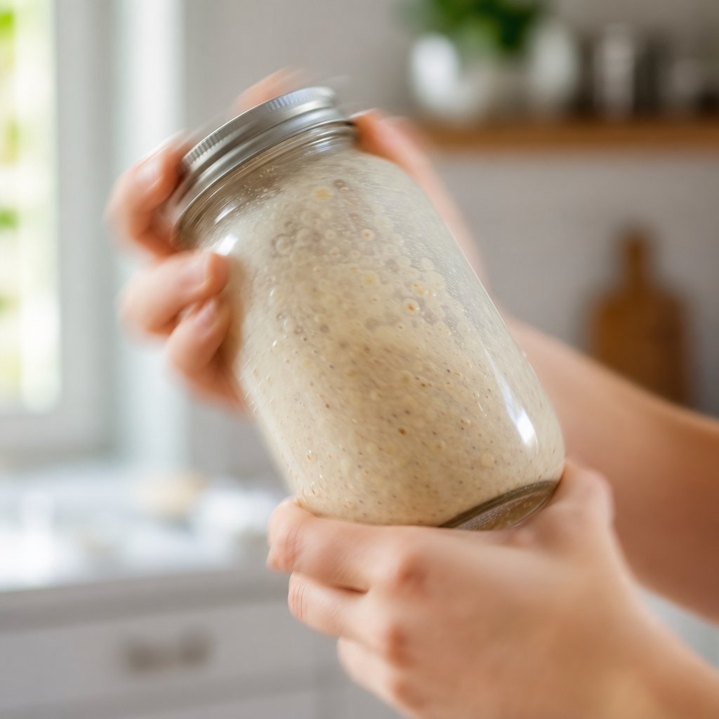 shaking protein powder with liquid in a sealed jar prevents clumps in overnight oats