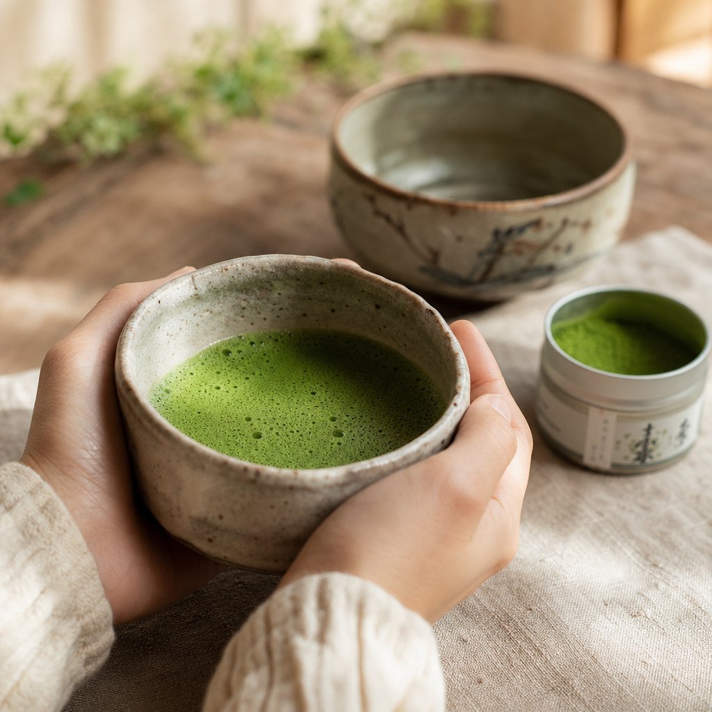 a mindful morning matcha ritual with a properly portioned single serving