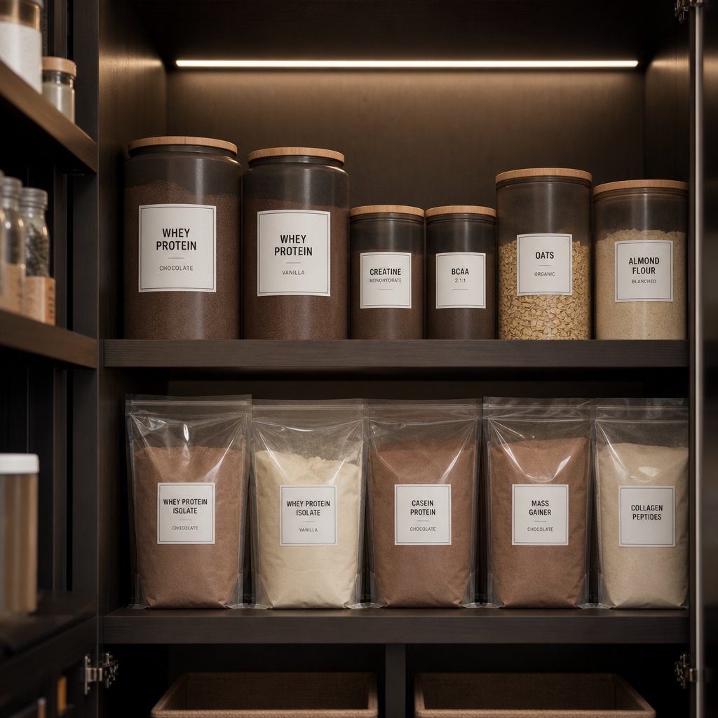 a cool dry pantry with sealed containers is the simplest effective storage method for most protein powder users