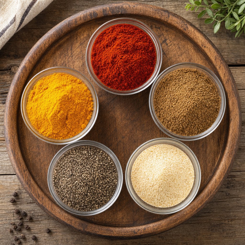 common pure ground spices are all naturally low in sodium and safe for heart healthy cooking