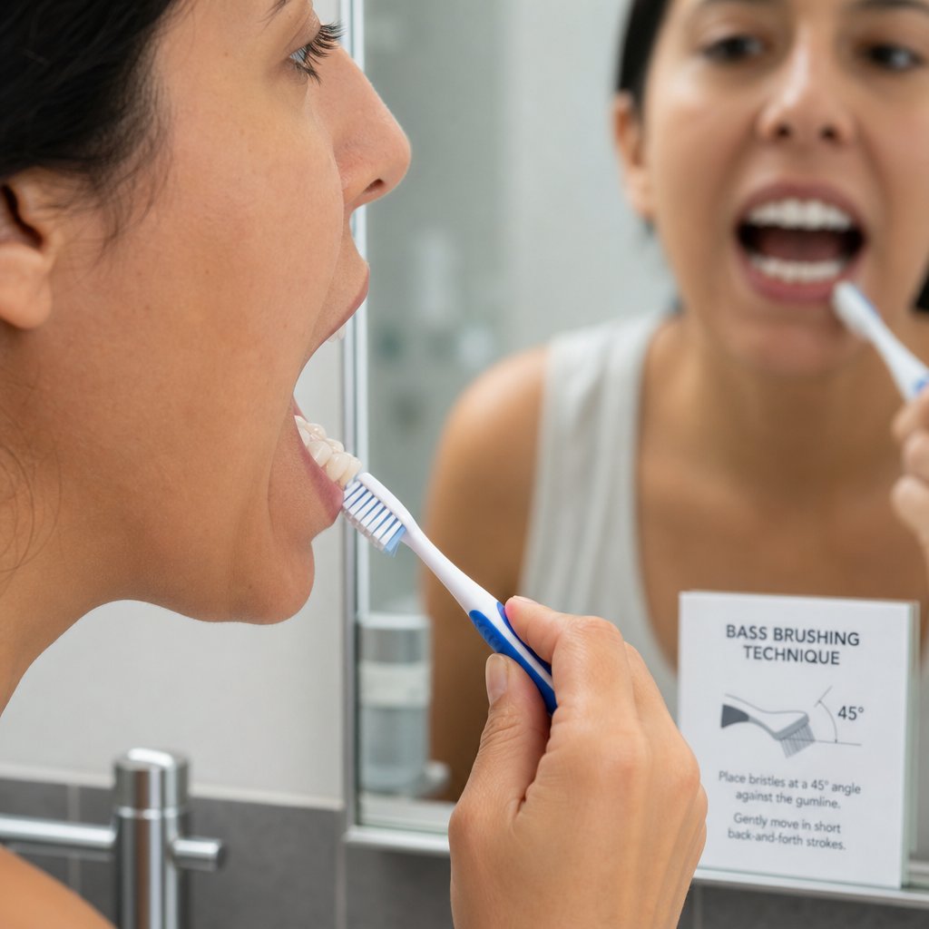 angling bristles at 45 degrees toward the gumline using the bass technique removes plaque that flat brushing consistently misses