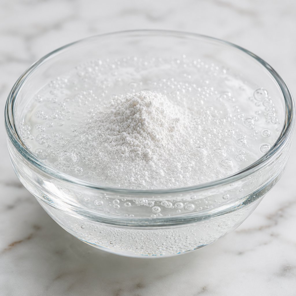 baking soda reacting with acid to produce carbon dioxide bubbles for leavening