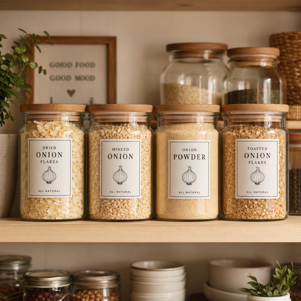 proper airtight storage keeps dried onion products fresh and clump free for years