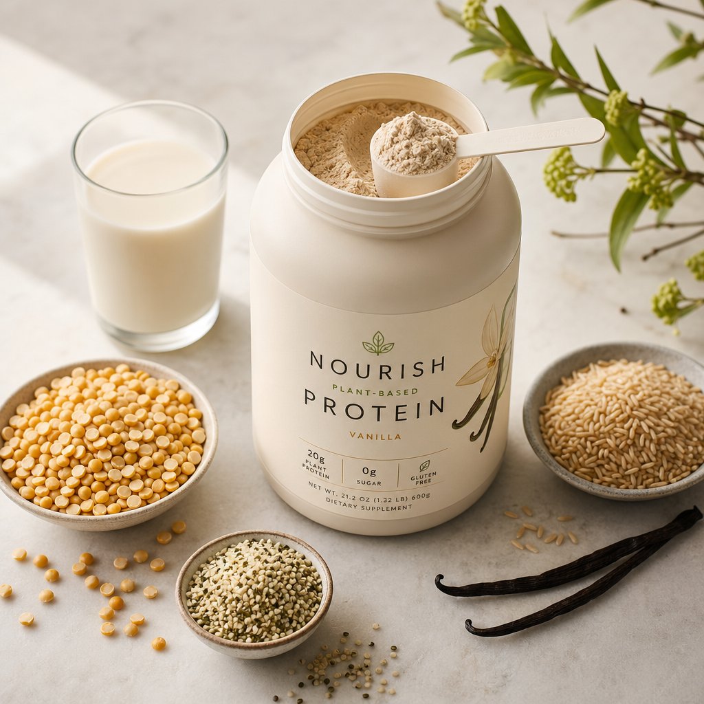 protein powder and its raw ingredient sources including dairy peas rice and hemp seeds
