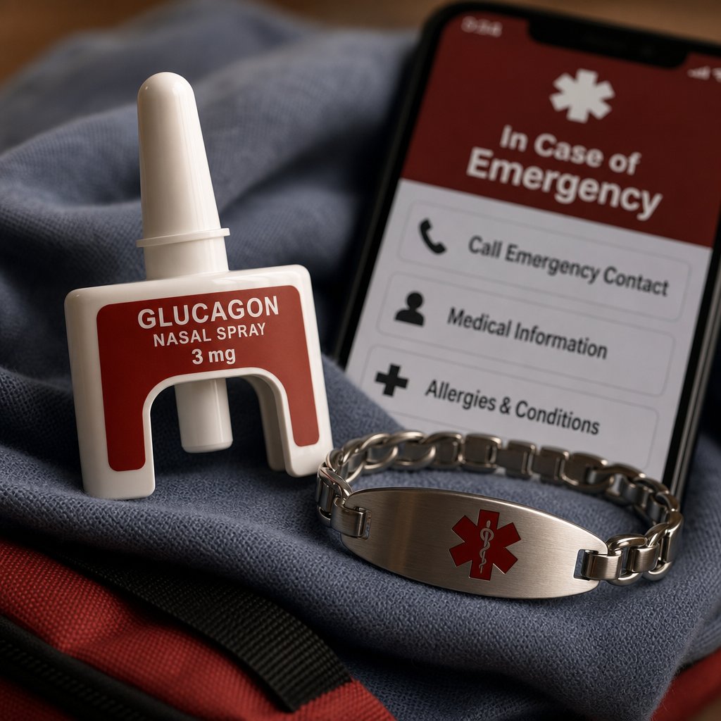 glucagon devices and emergency plans are essential when glucose tablets cannot resolve severe hypoglycemia