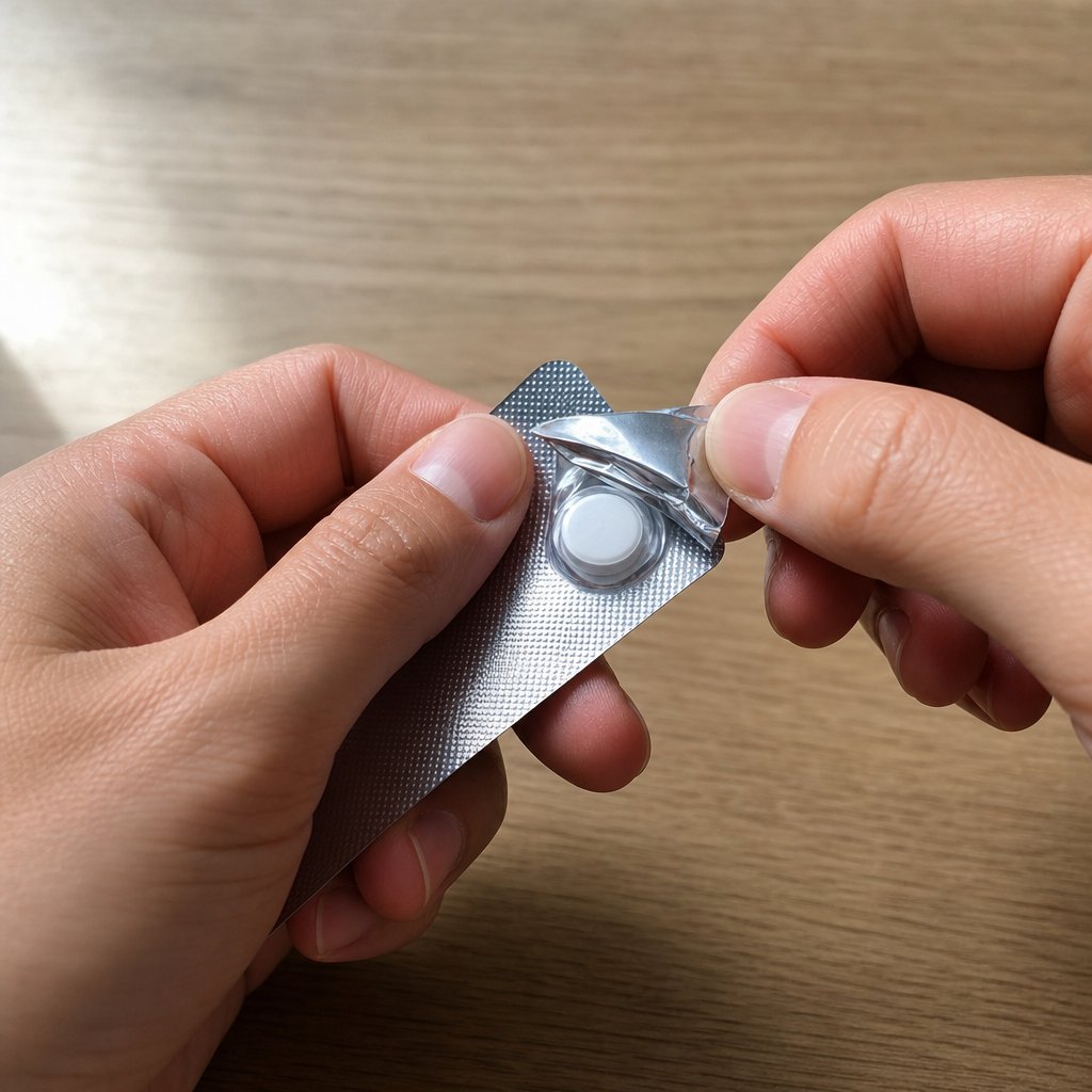 proper technique for removing an odt from its blister pack by peeling back the foil rather than pushing through