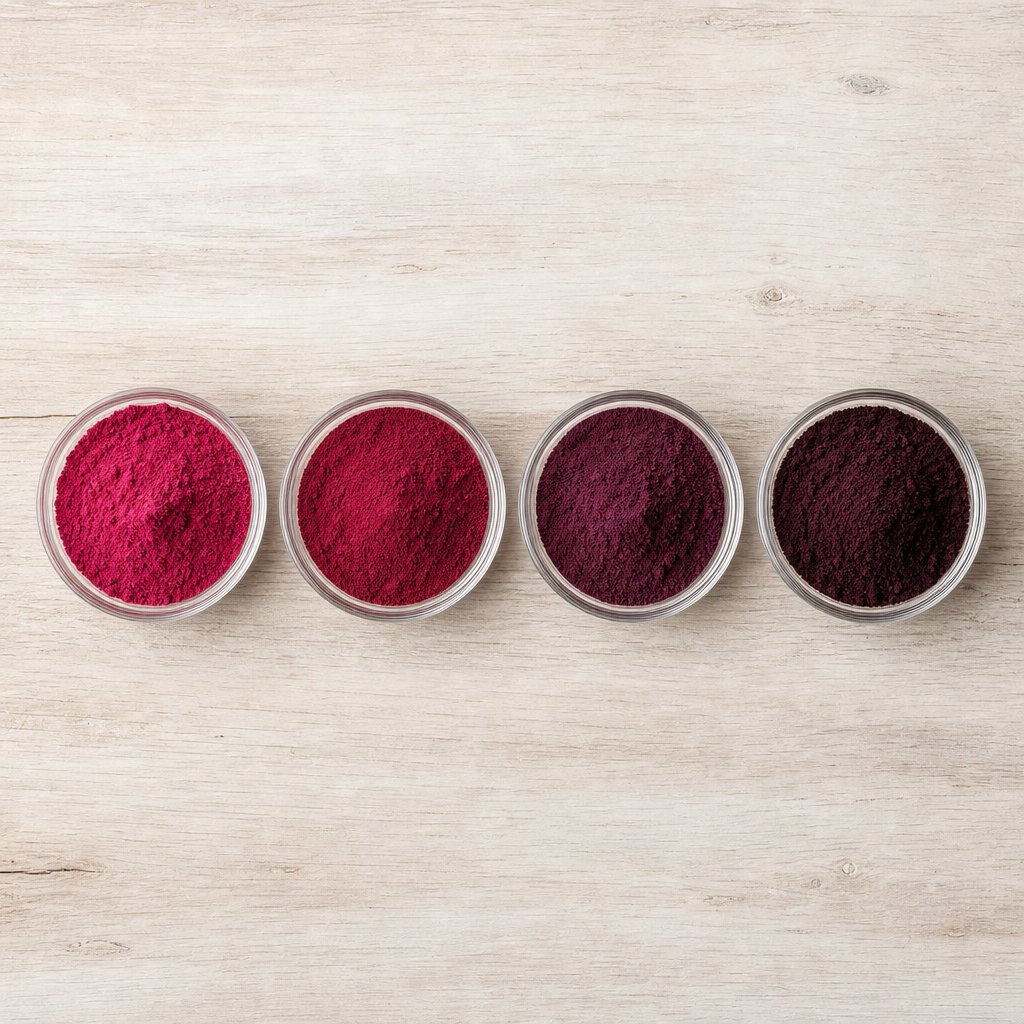 different types of beet powder vary in color and texture depending on processing method