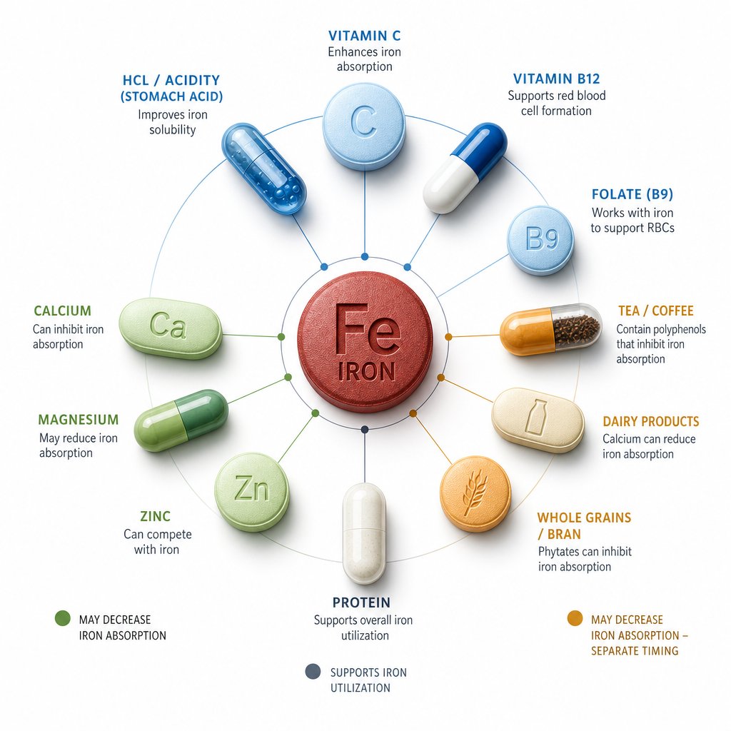 common medications can interact with iron supplements to increase palpitation risk through erratic absorption