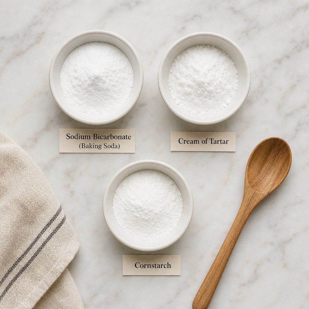 baking powder combines three key ingredients baking soda a dry acid and cornstarch buffer