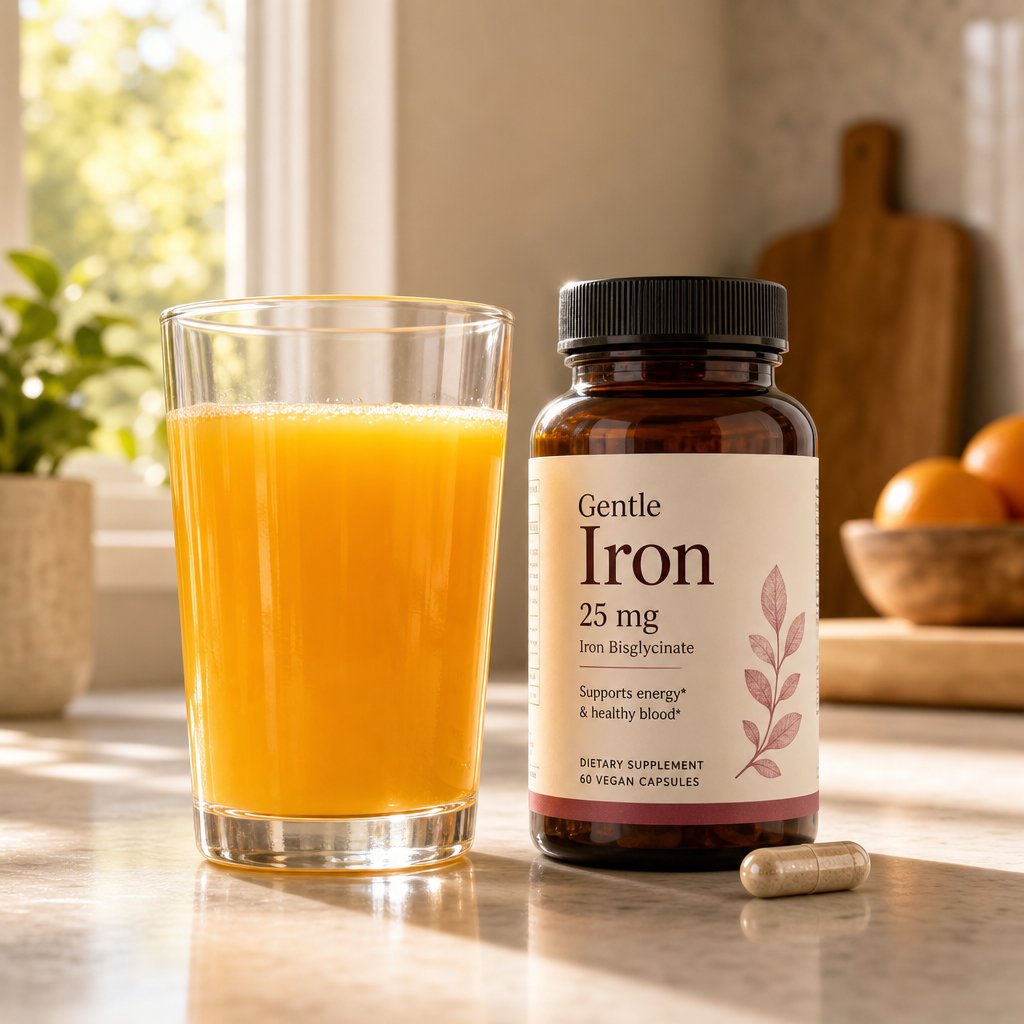 taking iron with vitamin c and adjusting dose timing can reduce common gi side effects