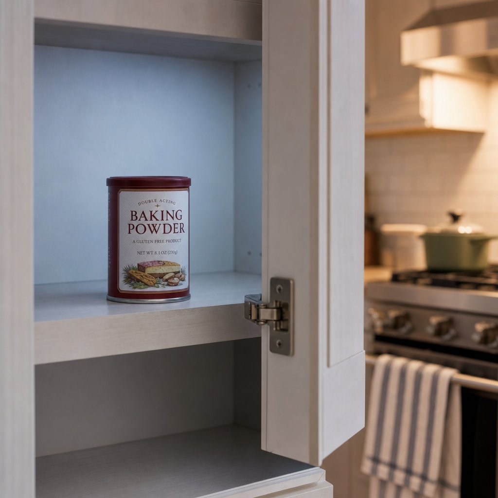 proper baking powder storage in a cool dry cabinet away from heat sources to maximize shelf life