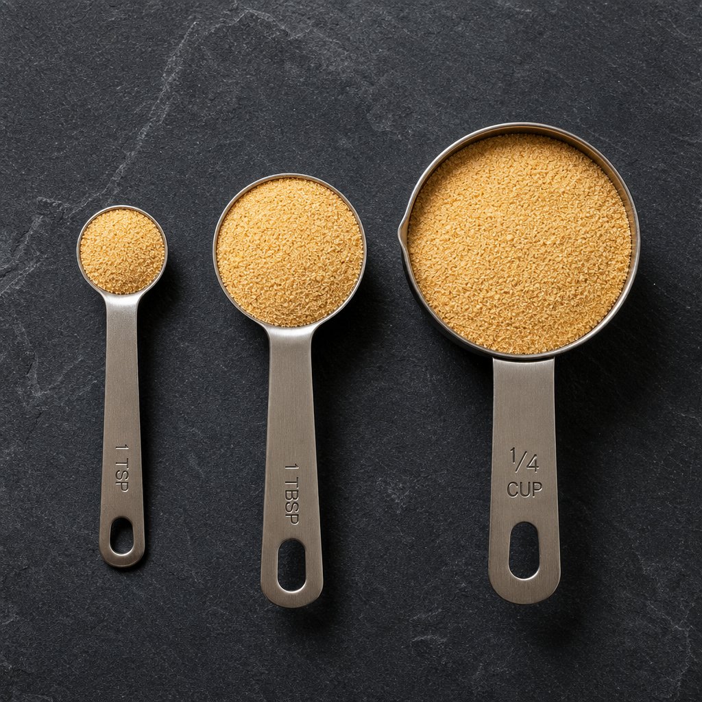 measuring spoons showing typical onion powder serving sizes used in everyday cooking