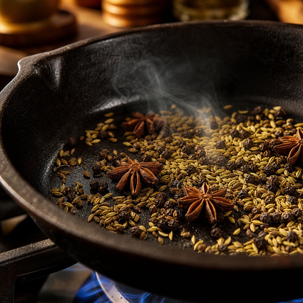 toasting whole spices in a dry skillet before grinding activates their essential oils for maximum flavor