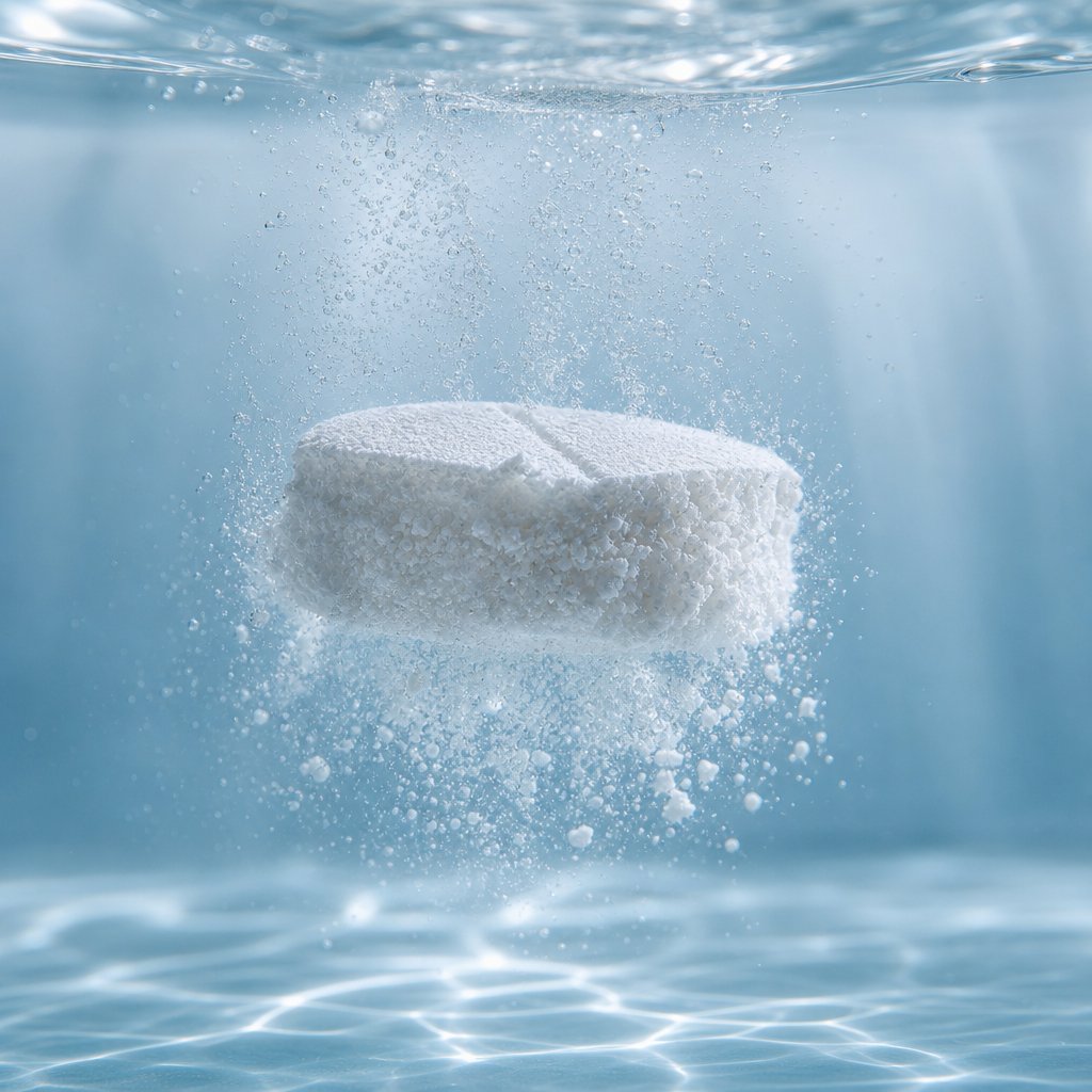 a tablet dissolving in fluid illustrates the disintegration and dissolution process that begins within minutes of swallowing