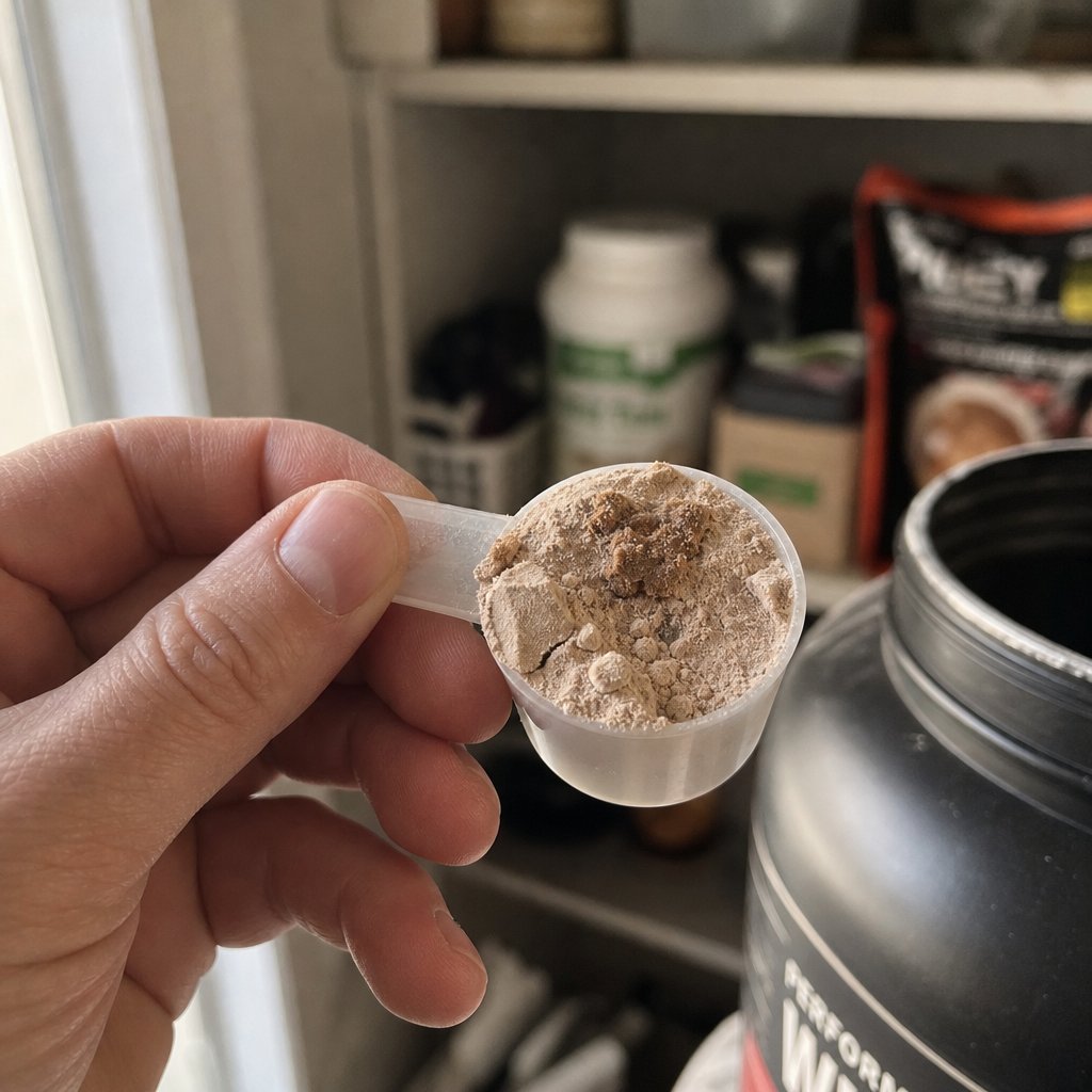inspecting protein powder for clumps color changes and unusual texture is a key step in determining whether it has gone bad