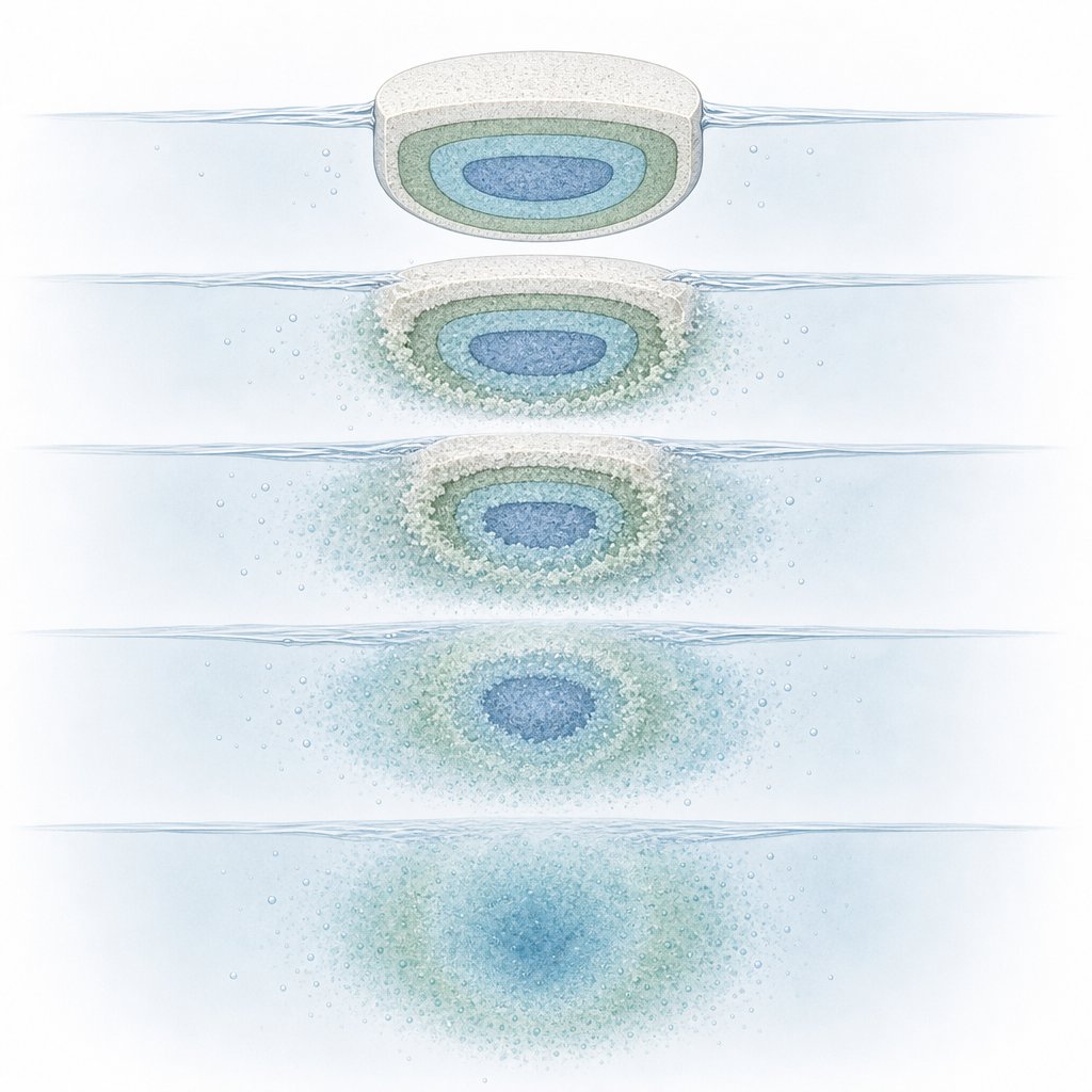 extended release tablets use layered structures that dissolve gradually to control drug delivery
