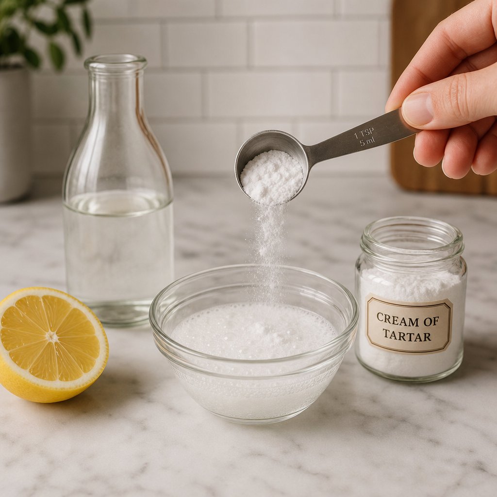 combining baking soda with an acid source like cream of tartar or lemon juice to create homemade leavening