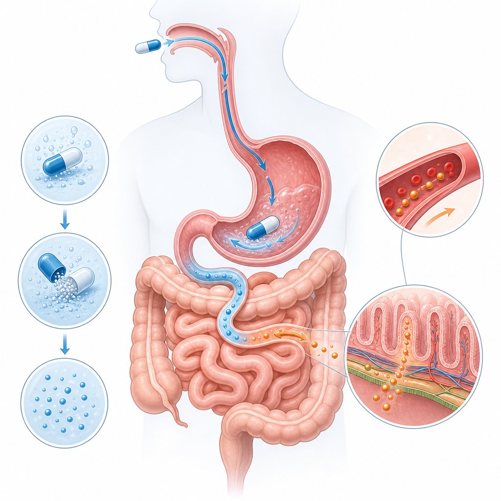 how your digestive system processes softgels versus tablets through different absorption pathways