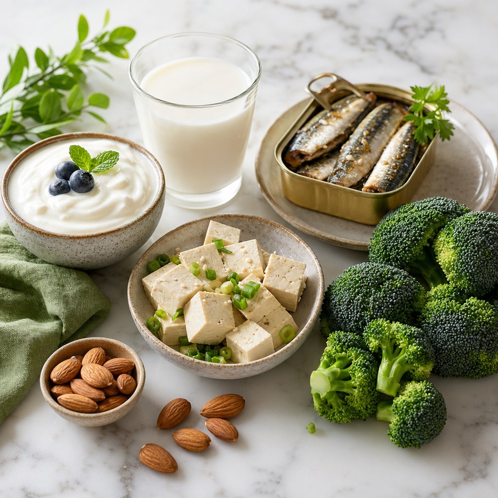calcium rich whole foods that provide gentle gradual absorption without the constipation risk of concentrated tablets