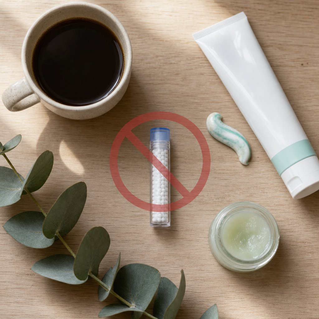 common substances like coffee mint and camphor that may interfere with arnica tablet effectiveness