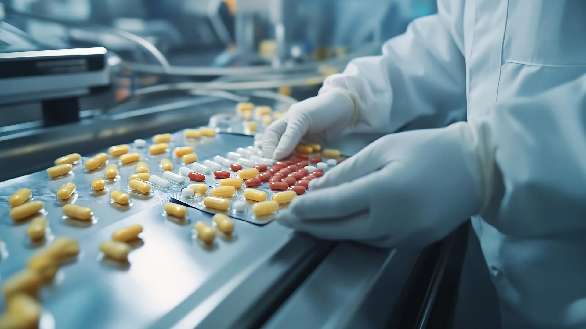 GMP-certified worker sorting capsules on production line at Zhufeng Biotech facility